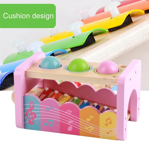 ⊹Wooden Bright Color Musical Pounding Toy Children Kid Hammer And Ball - Picture 21 of 21