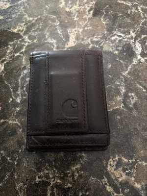 Carhartt Brown Bifold Men's Wallet ID Window Credit Card Slots Money Clip Magnet