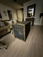 Large Antique Vintage Dome Top Steamer Storage Chest Trunk