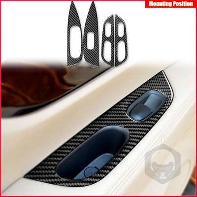 Real Carbon Fiber Window Lift Button Panel Trim For Nissan Rogue/X-Trail 2014-20