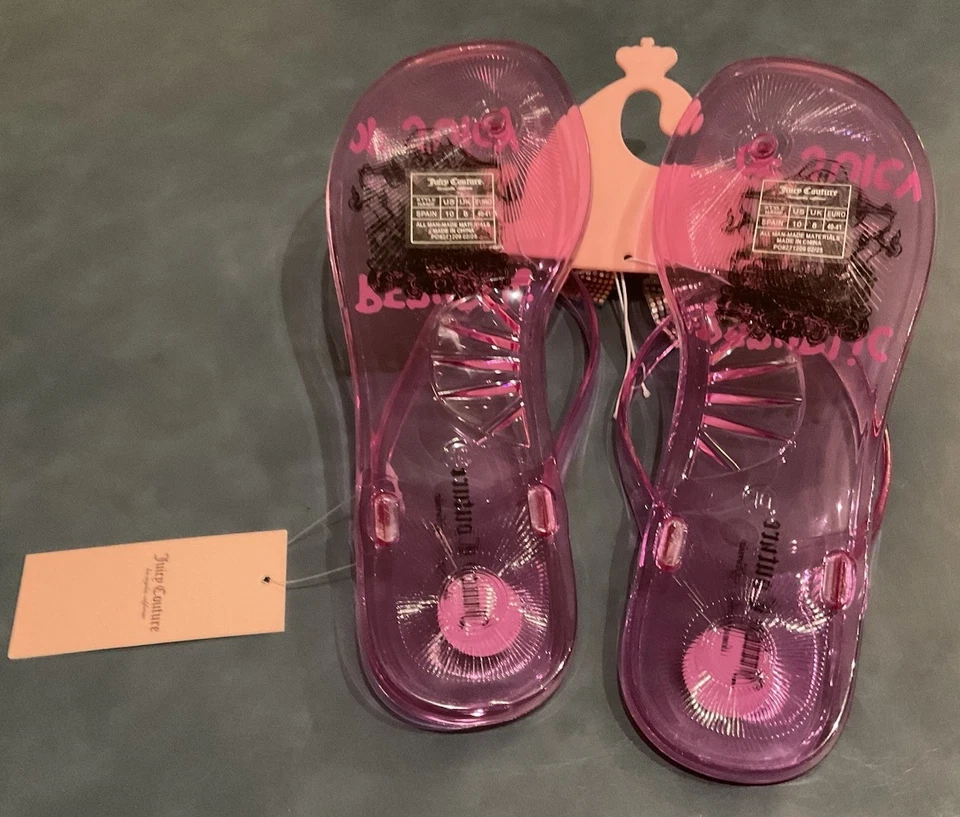 Chanclas Juicy Couture rosa de gelatina arcos brillantes para mujer talla 10M nuevas con etiquetas Foto 3 de 4