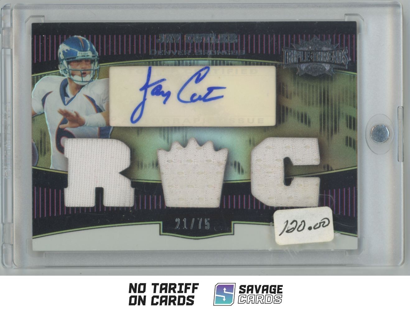 Jay Cutler Topps Triple Threads #108 Relic Autograph-Sepia
