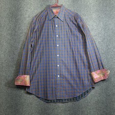 Robert Graham Mens Large Classic Fit Plaid Paisley Button Up Long Sleeve Shirt
