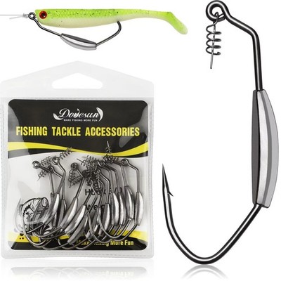 12PCS Weighted Swimbait Hooks 4/0 Weedless Bass Fishing Hooks