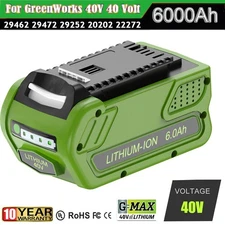 40V 6.0Ah Replace For Greenworks G-MAX Li-ion Battery 29472 29462 29252 20202 US