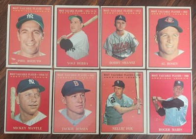 1961 Topps MVP Set Mickey Mantle Wille Mays Roger Maris Hank Aaron Ernie Bank...