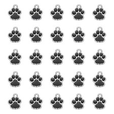 40Pcs Enamel Paw Print Charm Dog Paw Footprint Charms Metal Black/White