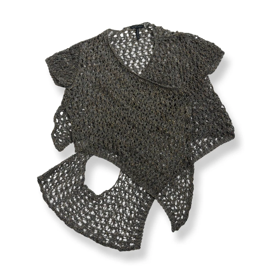 Сара Пачини рыболовная сеть открытый трикотаж ассиметричный кардиган свитер плащ - Изображение 3 из 4