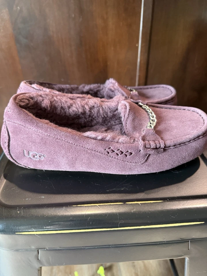 UGG Púrpura Para Mujer 8 Ansley Gamuza Mocasín Zapatilla Dije Lana Casa Zapatos Foto 4 de 4
