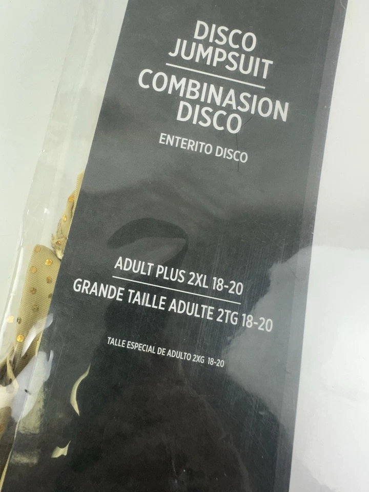 Mono Discoteca Disfraz Dorado Amarillo Lentejuelas Acampanadas Pierna Mujer Adulto Plus 18-20 Nuevo Foto 3 de 4