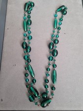 Green Glass Bead And Wire Necklace