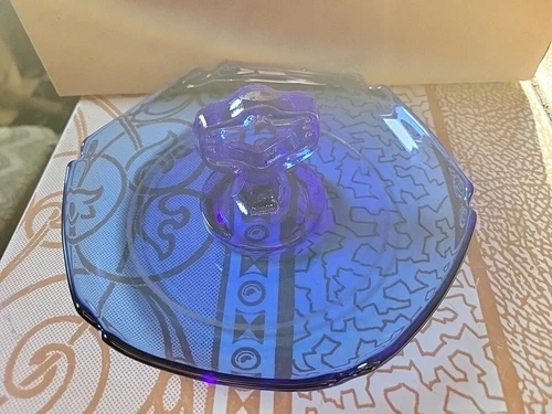 Cobalt Blue 6" Depression Glass Candy Dish Tray Bowl With Handle VINTAGE