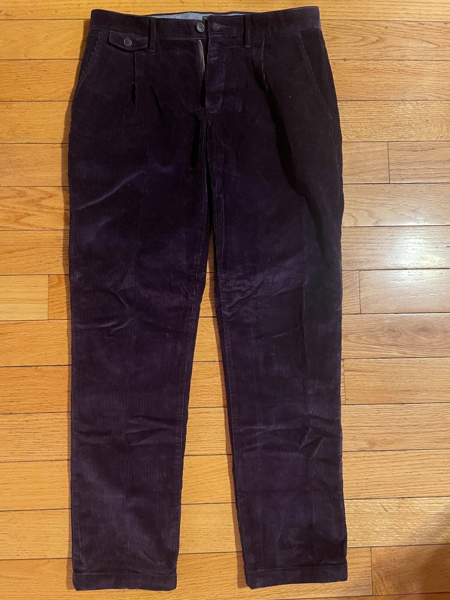 JCrew Single-Pleat 10-Wale Corduroy Pant in Deep Amethyst 31/32