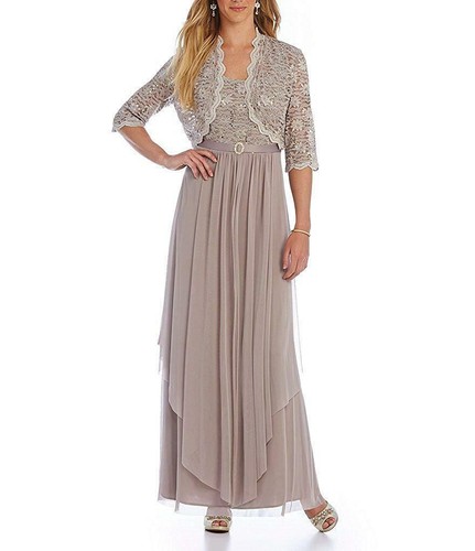 RM Richards Women’s Sequin Lace Jacket Long Dress - Three Quarter Sleeve 2 Piece - Picture 10 of 36