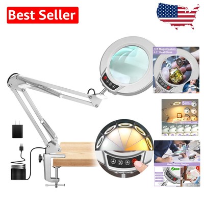 Precision Zoom Magnifying Lamp with 10 Brightness Levels for Artisans & Crafters