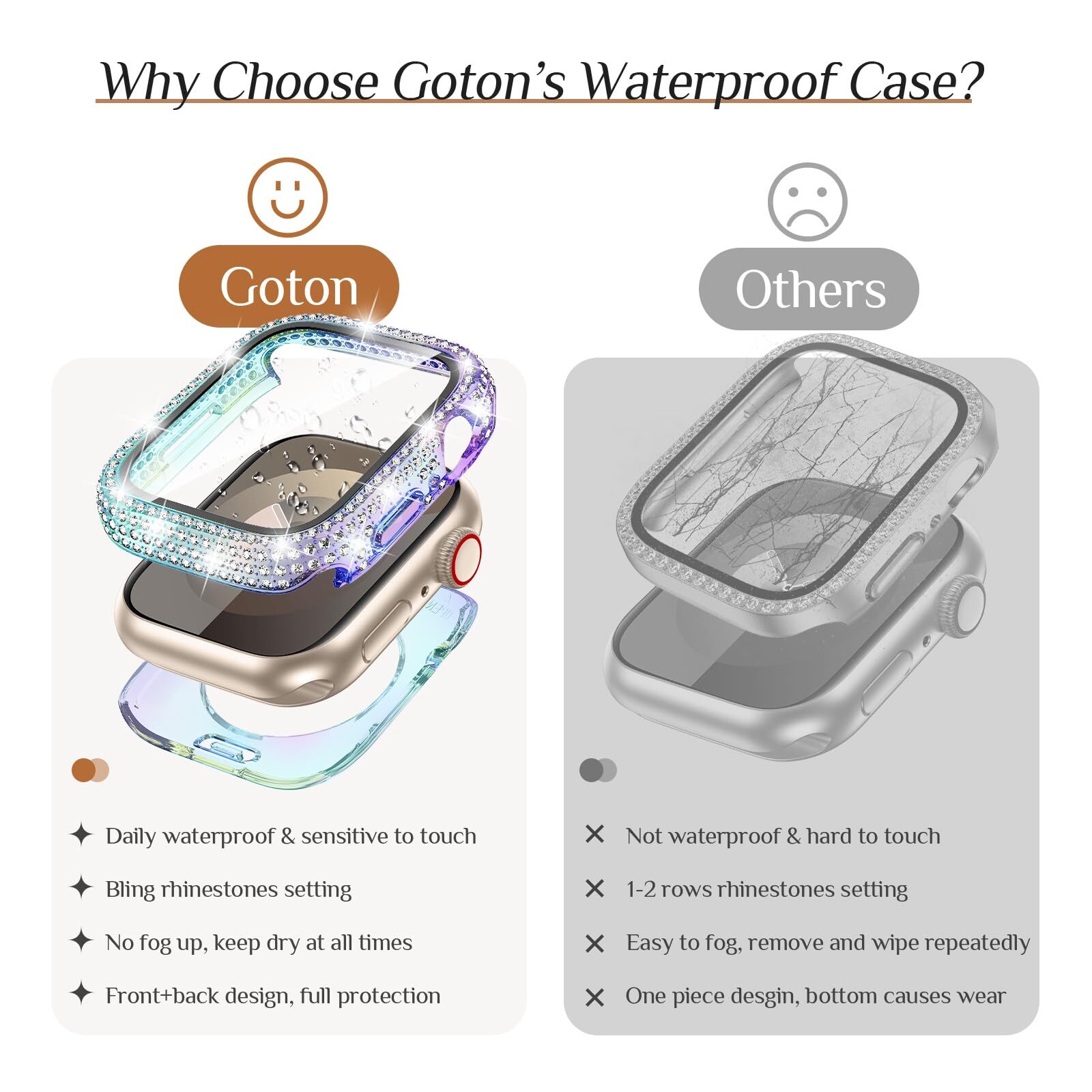 For Apple Watch 9/8/7/6/5/4/3/SE Diamond Bling Case Cover 38/40/41/42/44/45mm