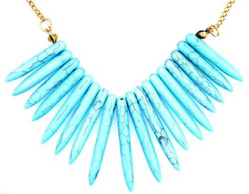 Exotic style turquoise spike necklace - Afbeelding 1 van 2