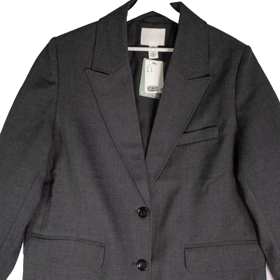 Abrigo largo H&M gris calidad premium agotado para mujer talla grande Foto 4 de 4