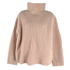 Vince Lofty Rib Turtleneck Sweater Small Peach Sorbet Wool Blend FS-1341