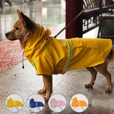 Waterproof Pet Dog Rain Coat Reflective Coat Vest Jacket Hooded Raincoat Clothes