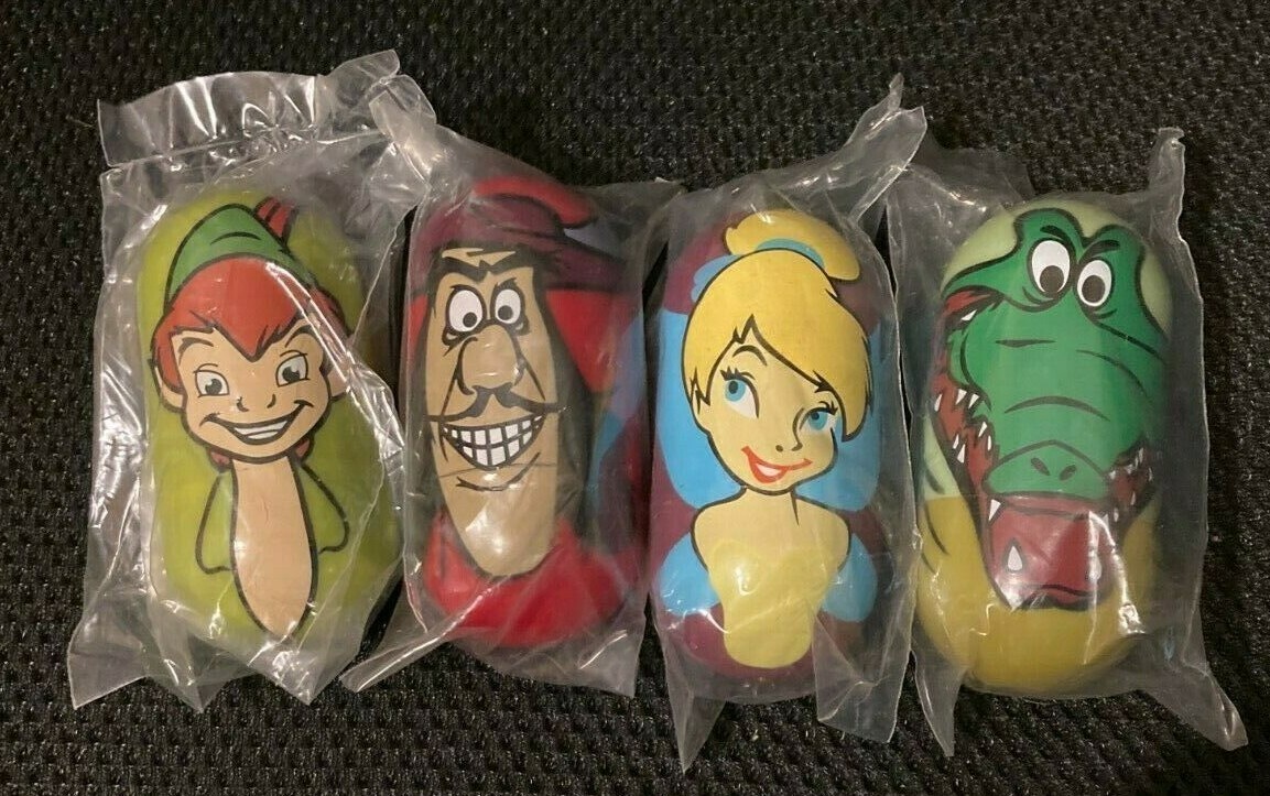 2005 DISNEY WACKY WOBBLERS KELLOGG'S CEREAL - PETER PAN SET OF 4