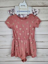 btween Girls Rompers 2 Pack Size 5 Gold Flowers