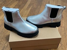 UGG Ashton Chelsea Leather Boot Silver Big Kid Girls sz 5 NEW