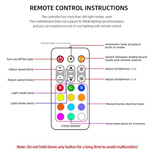 RGB Controller 4Pin PWM 5V 3Pin ARGB Fan Cooler PC Control D4T8 Remote N4H2 X7U5