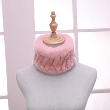 Women Real Rex Rabbit Fur Handmade Headbands Girl Ring Cowl Snood Scarves Winter