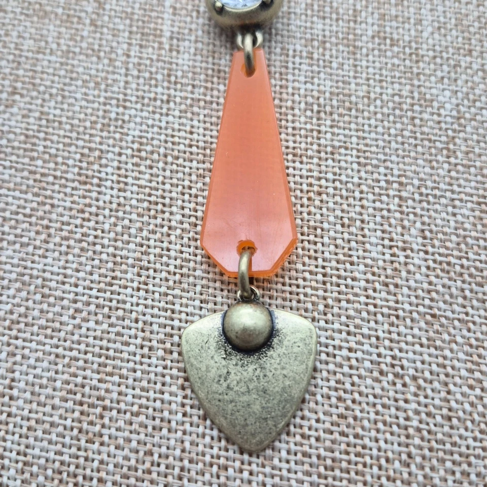 NUEVO CON ETIQUETAS Jessica Simpson Bronce Oro Colgante Collar Naranja Diseño Flecha Cristal 28" Foto 4 de 4