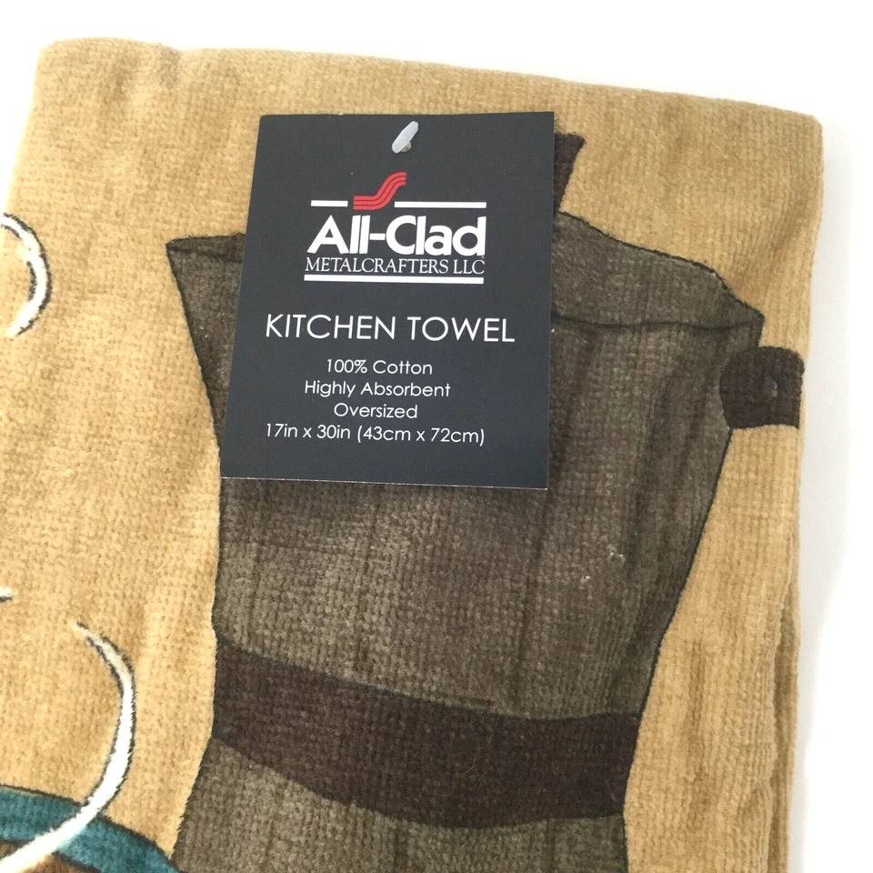 1 Новый полностью одетый хлопок кухонное полотенце большого размера 17 дюймов x 30 дюймов, кофе на капучино - Изображение 3 из 4