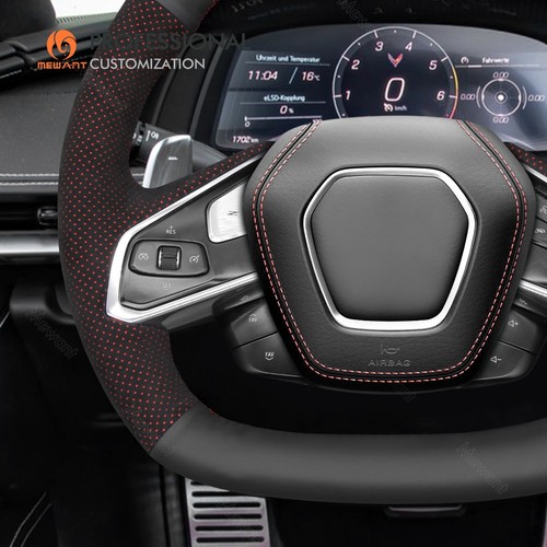 MEWANT Mesh Alcantara Leather Steering Wheel Cover for Chevrolet Corvette C8 Z06 - Picture 4 of 10