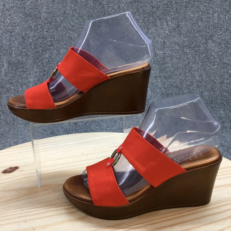 Sandálias femininas sapateiras italianas 6.5 casual plataforma cunha laranja - Imagem 2 de 4