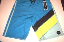 New O'NEILL sz 31 board shorts swim trunks Jordy Smith turquoise blue yellow