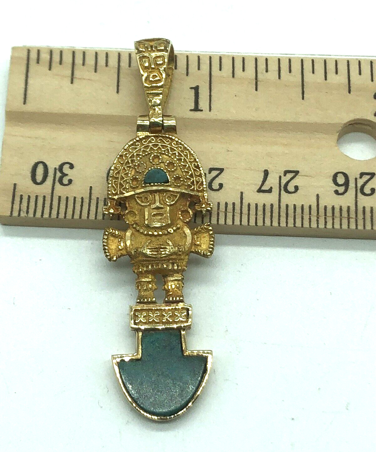 Peruvian Tumi 18k Solid Gold Green Malachite Inla… - image 13