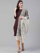 Printed Embroidered Dupatta Women Indian Stole Chanderi Silk Scarf Casual Wear