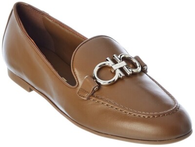 NIB NEW Salvatore Ferragamo Trifoglio Tan Leather Loafers (c) 