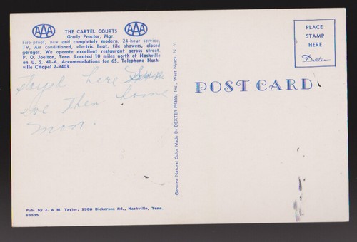 TENNESSEE TN Joelton Nashville The Cartel Courts Motel Vintage Postkarte - Bild 2 von 2