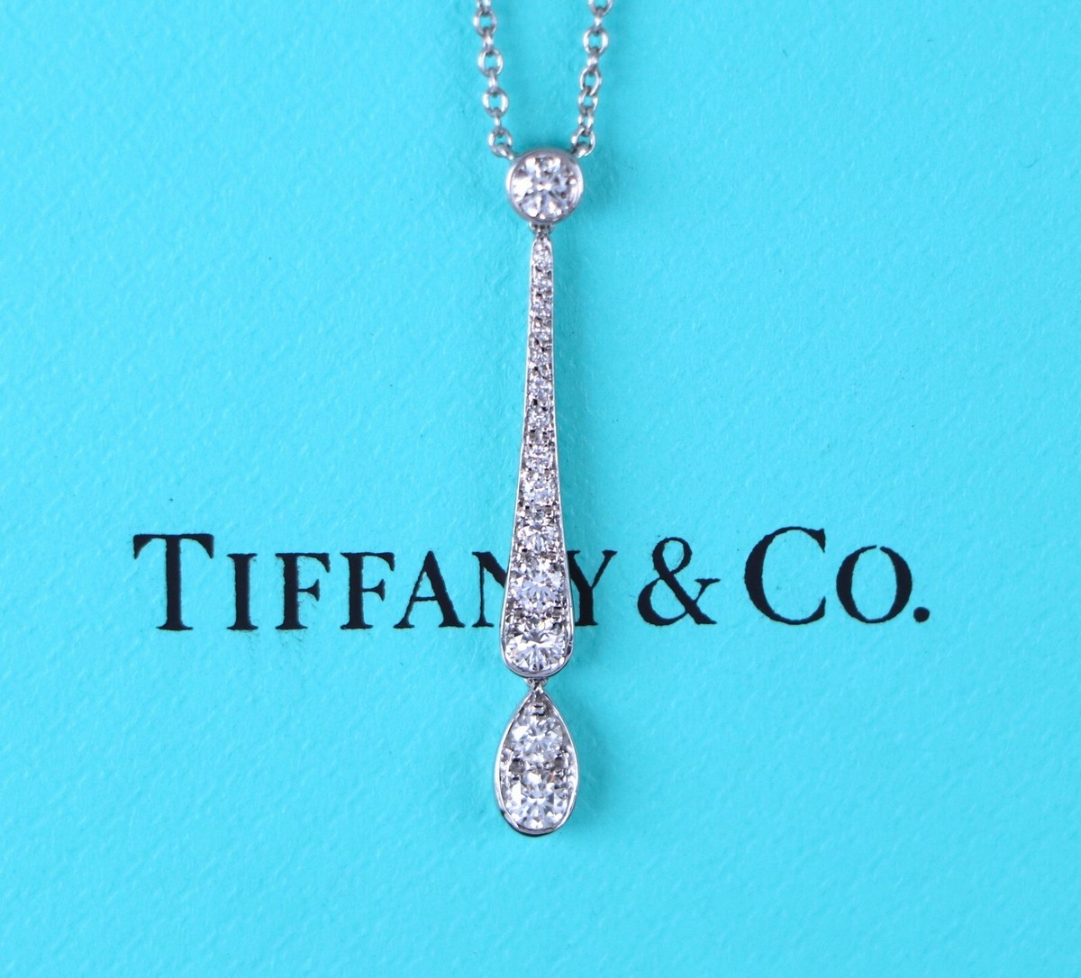 $4550 Tiffany & Co Platinum Pave Bezel Diamond Jazz Drop