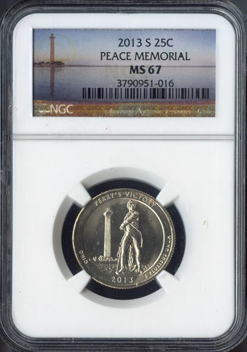 2013-S Peace Memorial Quarter NGC MS67 Logo Quality