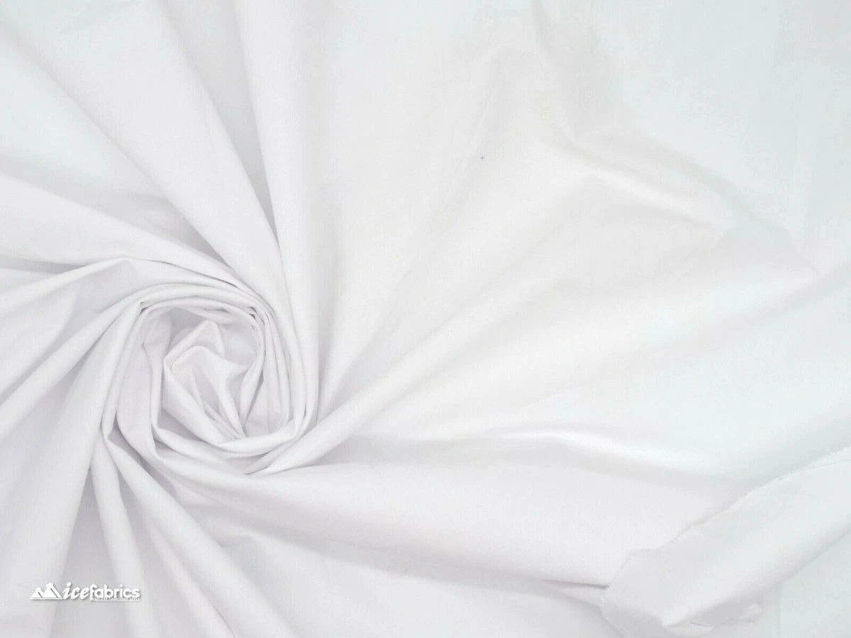 COTTON Spandex Fabric By The Yard (White) 2 Way Stretch Fabric