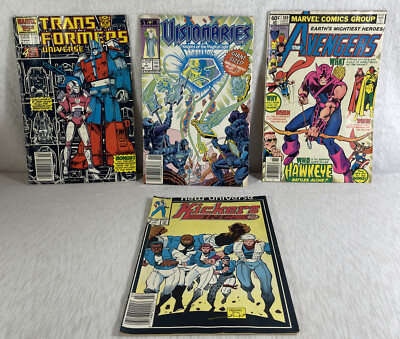 Lot Of 4 Vintage Marvel Comics Transformers Visionaries Avengers Kickers Inc. 