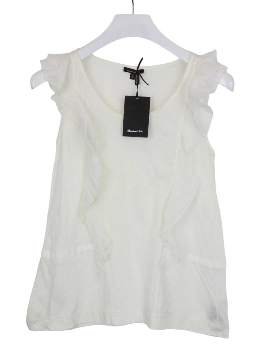 Haut Blanc Femme Massimo Dutti - Taille S, Sans Manches, Occasion Très Bon État