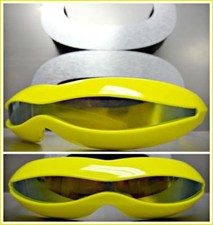 SPACE ROBOT RAVE DJ COSTUME CYCLOPS FUTURISTIC SHIELD SUN GLASSES Yellow Frame
