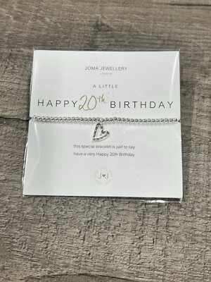 JOMA SCHMUCK VERSILBERTES PERLENARMBAND HAPPY 20. GEBURTSTAG BRANDNEU 