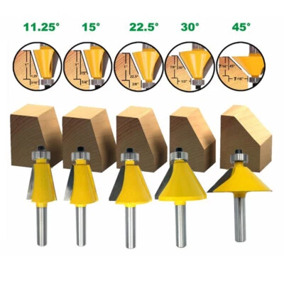 8mm Schaft Fase Fräser 11.25- 45 Grad Abschrägung Kanten Holzschneid Router Bit - Bild 1 von 4