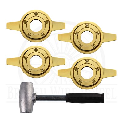 Locking 2 Bar Zenith Cut Gold Spinner Caps with Blank Rings, Set + Hammer