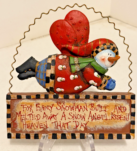 Rustic flying snowman Wall Hanger ornament Resin 8'' x 8'' Xmas NEW - Picture 3 of 7