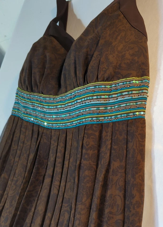 Подпись Robbie Bee 100% шелк платье 14 Вт Flowy V шеи блестки осени свадьбы - Изображение 3 из 4