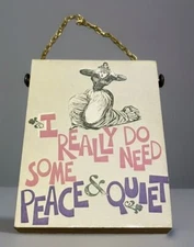 Wooden Door Sign Double Sided Please Drop In/Peace & Quiet Abbey Press Vintage